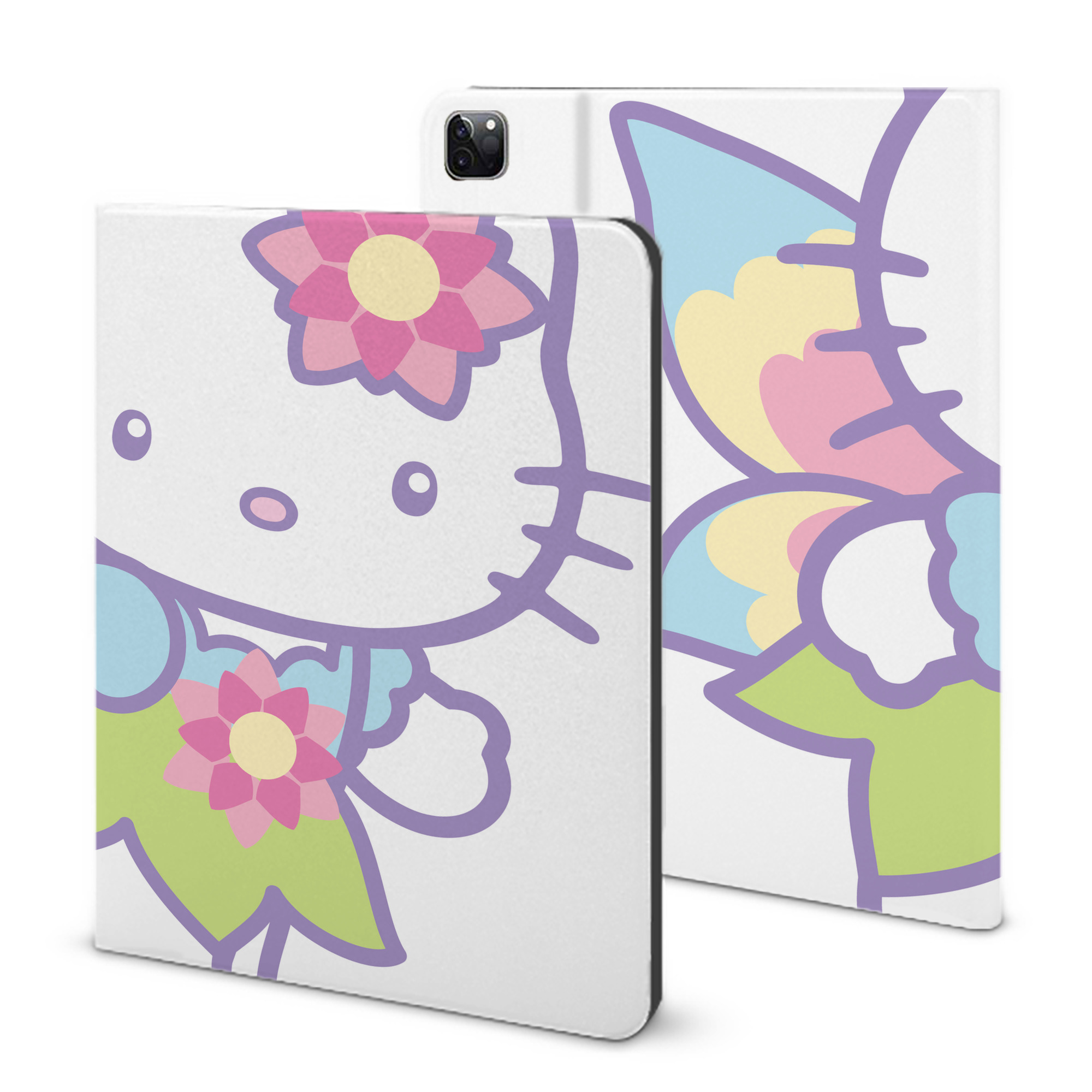 （画像用） Hello Kitty ハローキティ IPad ケース ブック型 PUレザー TPU 耐衝撃 軽量 薄型 ペン収納なし 全面保護 IPad 各モデル対応